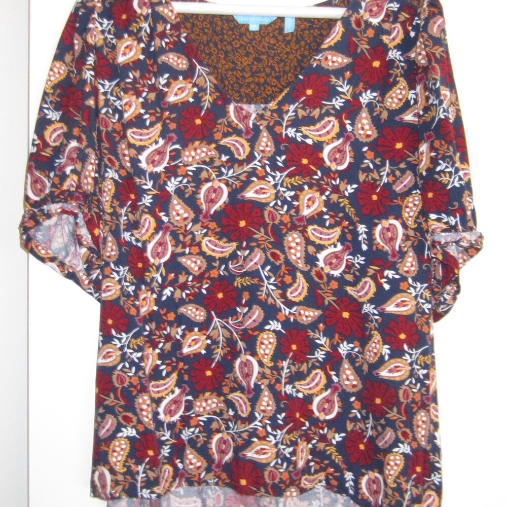 Draper James Peasant Blouse Sz XL~Paisley Print Top Sz XL